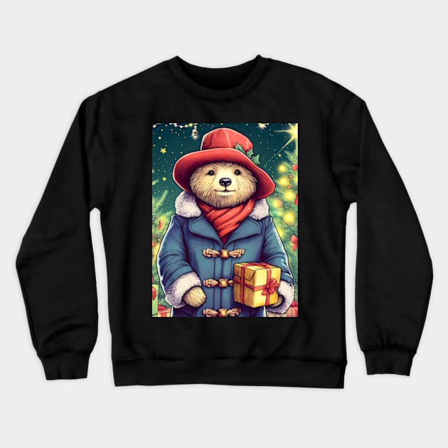 Charm and Cheer: Festive Paddington Bear Christmas Art Prints for a Whimsical Holiday Celebration! Crewneck Sweatshirt by insaneLEDP